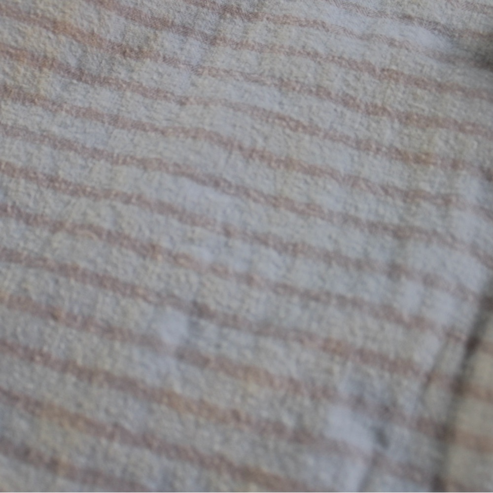 ABERCROMBIE & FITCH Collarless Pink Striped Cotton Button-Down Shirt - Picture 4 of 4